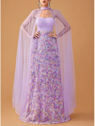  A-Linie Quinceanera-Kleider Elegant Kleid Hochzeit Hochzeitsgast Bodenlang Ärmellos Trägerlos Polyester Rückenfrei mit Blumenmuster 2025