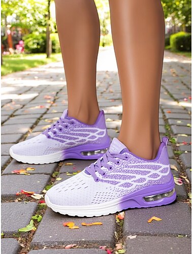  dames gebreide hardloopschoenen – ademende sneakers met luchtkussen voor dagelijkse wandelingen, sportschooltrainingen en buitensporten
