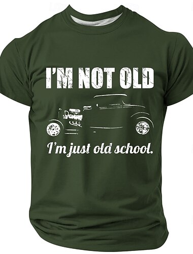  Camiseta Masculina Old School Hot Rod "Não Sou Velho Apenas Sou Old School" Camiseta Gráfica Engraçada de Carro Vintage para Pais e Avôs