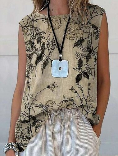 Damen Camisole-Tanktop Blumen Grafik Vintage Lässig Ärmellos Rundhalsausschnitt Normale Oberteile Täglich Druck Gras-Grün Salbeigrün Gelb Hellgrün Khaki Sommer Frühling