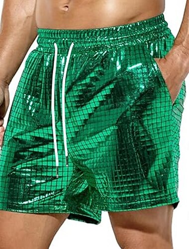  Rétro Vintage Années 1980 Shorts Disco Cordon de serrage Latex brillant verni Métallique Homme Halloween Carnaval Défilé de la Fierté Mois des Fiertés Adulte Pantalon Été
