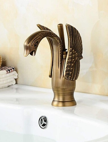  Håndvasken vandhane - Klassisk Krom / Antik Messing / Galvaniseret Centersat Enkelt håndtag Et HulBath Taps