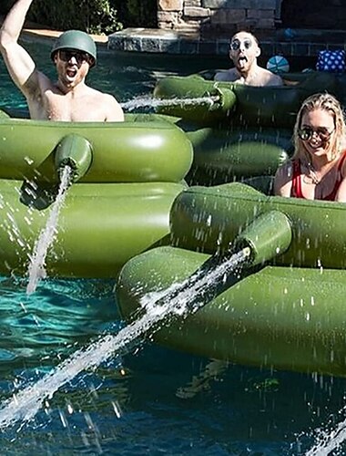  Flotador de piscina con tanque de agua inflable grande: relajante salón de balsa de piscina de verano para adultos con flotadores de piscina con pistolas rociadoras, materiales duraderos de PU y PVC,