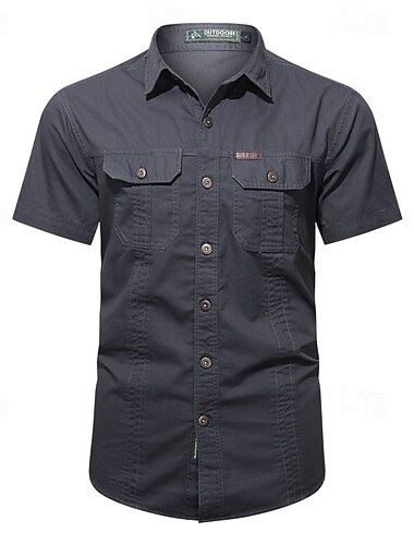  Bărbați Cămașă Cămașă de vară Cămașă casual Camașă cu nasturi Cămașă cargo Albastru denim Negru Galben Albastru Intens Kaki Manșon scurt Simplu Guler Cămașă Vacanță Hawaiian Buzunar Îmbrăcăminte 100