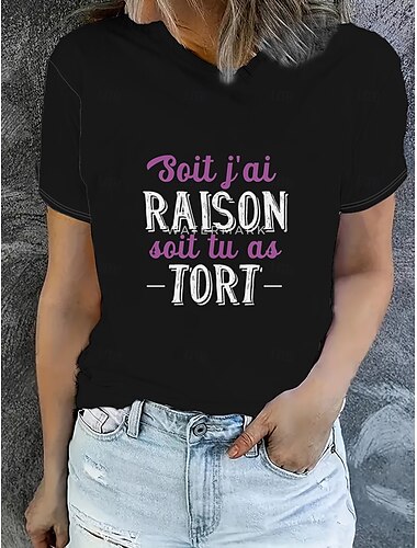  Női Póló Nyári felsők Grafika Szöveg Klasszikus Alkalmi Rövid ujjú Terített nyak Crop Tops Napi Hétvége Nyomtatott Fekete Nyár Tavasz Ősz