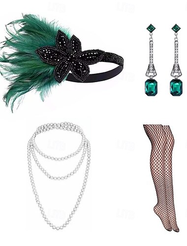  Der große Gatsby Flapper-Stirnband Kopfschmuck Vintage Halskette Der große Gatsby Retro Funkelnder Glitzer Kristall / Strass Damen Karneval Maskerade Zurück zur Schule Party-Abendmode Maskerade