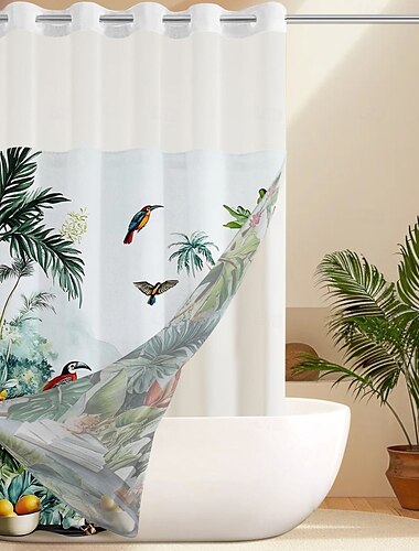  Douchegordijn met Haakjes 180cm*180cm (70"*70") Polyester Machinewasbaar Waterdicht Tropisch Regenwoud Bloemen Patroon