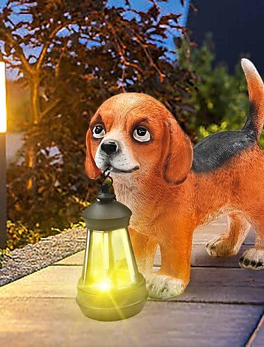  1 pc outdoor solar simulation welpen dekorative licht leuchtende laterne hof garten rasen pfad terrasse landschaft licht niedlichen tier dekorative licht