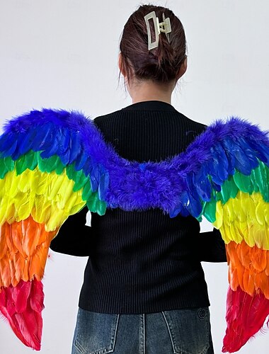  Drag Queen Stolz Regenbogen Federflügel Regenbogen-Engelsflügel Erwachsene Unisex Lässig Pride Parade Pride-Monat Halloween Einfaches Karnevalskostüm