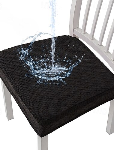  Funda de asiento de silla resistente al agua para comedor, cocina, funda de asiento de silla de jacquard elástica, funda protectora de cojín de asiento de silla antipolvo, extraíble y lavable