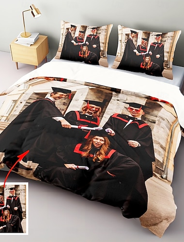  Afstudeer gepersonaliseerde foto dekbedovertrek beddengoedset beste afstudeercadeau op maat gemaakt slaapkamer cadeau voor vrienden geliefden gepersonaliseerde cadeaus