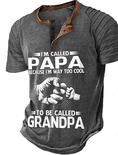  Herren PAPA Henley Hemd Raglan-T-Shirt Kurzarm Mode Designer Lässig Outdoor Urlaub Lässig Sommer Blau Grau Grün Henley-Kragen Henley Henley T-Shirt