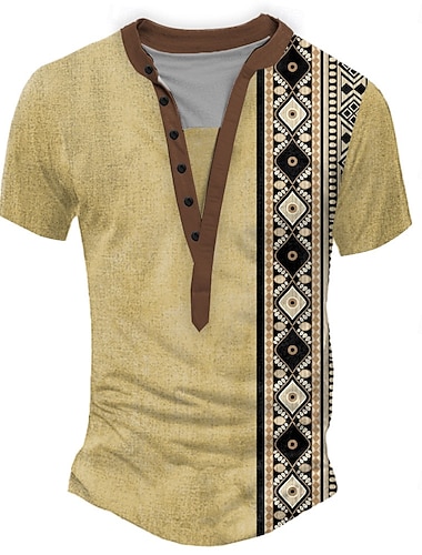 Homens Tribal Ética / Africano Camiseta Camisa Henley Camisetas Manga Curta Designer Básico Clássico Ao ar livre Casual Diário Verão Preto Azul Amarelo cáqui Henley Camiseta Henley   Homens Tribal Ética / Africano Camiseta Camisa Henley Camisetas Manga Curta Designer Básico Clássico Ao ar livre Casual Diário Verão Preto Azul Amarelo cáqui Henley Camiseta Henley