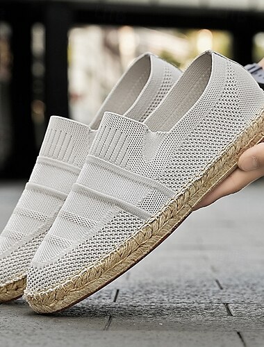  espadrillas da vacanza beige da uomo con design intrecciato: calzature comode ed eleganti per l'estate e le gite in spiaggia