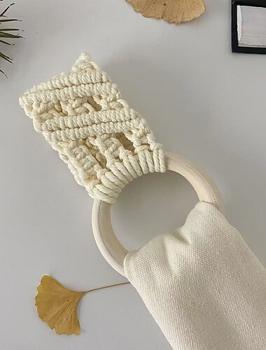  Boho Häkelhandtuchring Muttertagsgeschenk Makramee Küchentuchhalter Makramee Handtuchhalterring Häkelaufhängetücher Schleifenring Strickhandtuchhalter Handgefertigter Makramee Geschirrtuchhalter