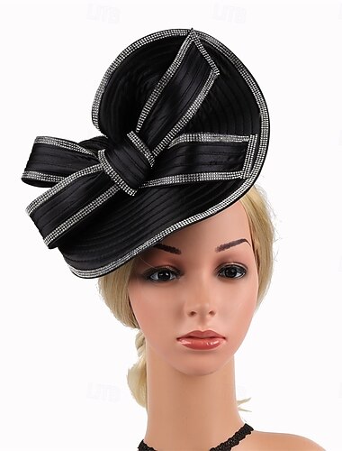 Vestimenta de Cabeza Tejido Sombrero de fieltro Boda Fiesta de Noche Fiesta de Té Carrera de caballos cóctel Vintage Estilo lindo Con Pajarita Celada Sombreros