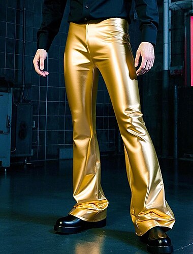  Rétro Vintage Années 1970 Années 1980 Pantalons à pattes d'éléphant Disco Latex brillant verni Métallique Paillettes Homme Halloween Carnaval Défilé de la Fierté Mois des Fiertés Adultes Pantalon