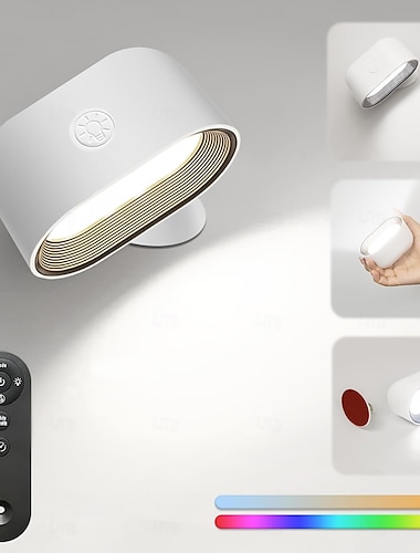  1 lámpara de pared con control remoto RGB táctil magnético con atenuación, carga USB, rotación de 360 grados, iluminación de lectura para escalera y mesita de noche.