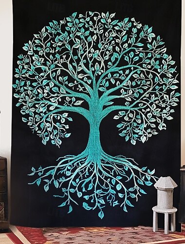  Lebensbaum Hängender Wandteppich Wandkunst Großer Wandteppich Wandgemälde Dekor Foto Hintergrund Decke Vorhang Zuhause Schlafzimmer Wohnzimmer Dekoration Strickeffekt