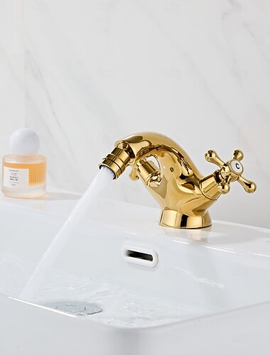  Bathroom Sink Faucet - Classic Electroplated Centerset Two Handles One HoleBath Taps