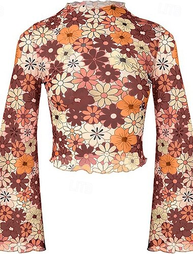  Retro vintage Jaren '70 Schijf Crop top Hippie Opdrukken Dames Koningsdag Maskerade Feest / Uitgaan Prideparade Trots maand Volwassenen Top