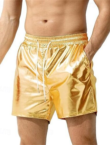  Rétro Vintage Années 1980 Shorts Disco Latex brillant verni Métallique Uni Homme Halloween Carnaval Défilé de la Fierté Mois des Fiertés Adulte Shorts Été