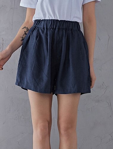  Dam Shorts Byxor Ledigt Kort Naturlig Slät Ficka Elastisk midja Bekväm Utomhus Utomhus Semester Aprikos Armégrön Mörk Marin Sommar Normal