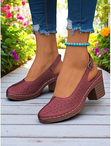  uthulte slingback-sandaler for kvinner – sandaler med hæl i vintagestil for helg og uformelle utflukter