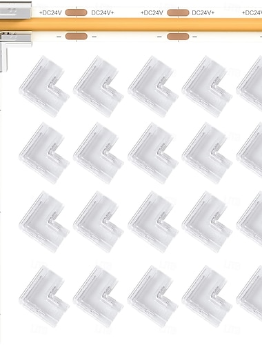  Conectores de tira LED COB de 8 mm y 10 mm, 2 pines, 10 unidades, 20 unidades, conectores de esquina de placa a placa en forma de I y L, transparentes y sin espacios, adecuados para tiras de luces LED