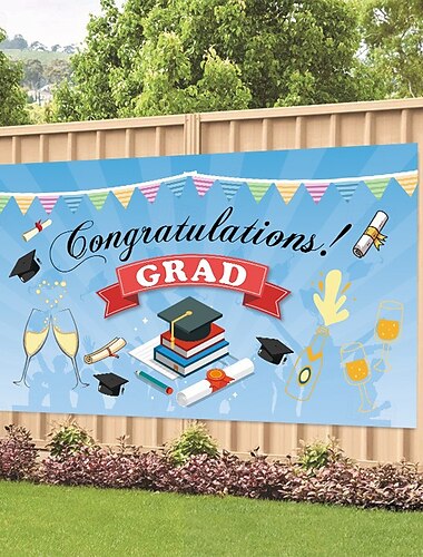  Herzlichen Glückwunsch Absolvent Banner Abschluss-Hintergrund Abschlussdekorationen 2025 Glückwunsch Graduierte Banner Grad-Dekorationen Patio Garten Schule