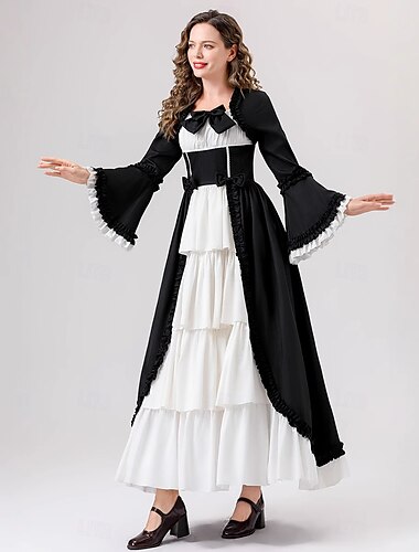  Vintage Mekot Prinsessa A-linja Nelikulmainen kaula-aukko Halloween Naamiaiset Suoritus Juhla Halloween Leninki Kaikki vuodenajat