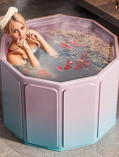 Baignoire spa gonflable, baignoire portable surdimensionnée et pliable - Spa gonflable et bain à remous pour adultes, douche compacte et baignoire de trempage pour petits espaces, pas besoin