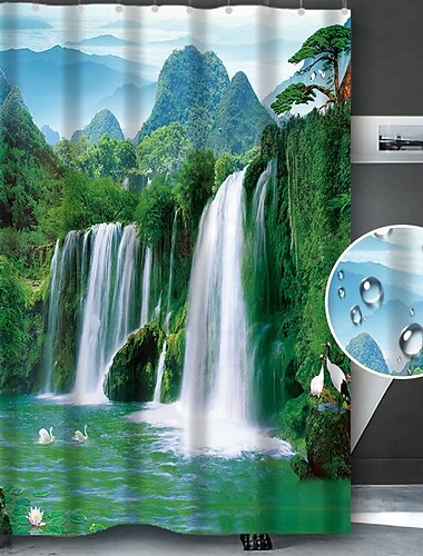  Douchegordijn met haken 180cm*180cm (70"*70") Polyester Wasbaar Waterdicht Landschap Waterval Motief