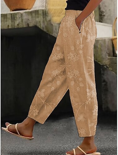  Femmes Pantalons Confort Décontracté / Sportif Longueur complète Naturel Non Elastique Tenue quotidienne Décontracté Quotidien Jaune Vert Claire Rose Bleu Clair Printemps, Automne, Hiver, Été Coupe