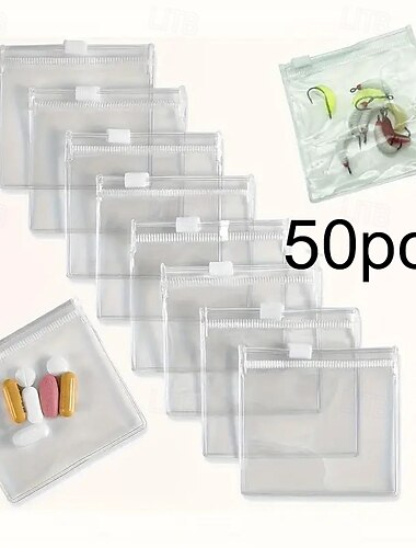  50 τεμάχια διαφανείς τσάντες αποθήκευσης με φερμουάρ από PVC, μικρές πλαστικές θήκες για κοσμήματα, είδη ταξιδιού, φορητές τσάντες οργάνωσης που πλένονται στο χέρι, ανθεκτικές τσάντες με φερμουάρ για καλλυντικά και αξεσουάρ