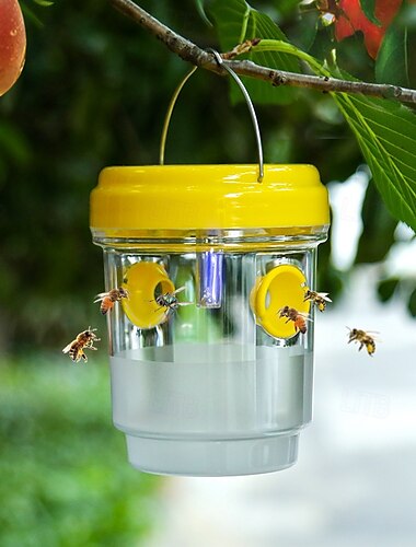  zum Aufhängen im Freien, 1 Packung solarbetriebene Wespenfalle, Wespenfalle, Bienenfalle für draußen mit LED-Licht, Vernichter für fliegende Insekten, effektive und wiederverwendbare Wespenfalle für