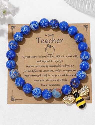  lärare uppskattning armband söt handgjorda ploymer lera armband kärlek lära inspirera bokstav pärlstav stretch armband för kvinnor tillbaka till skolan smycken lärare examen present