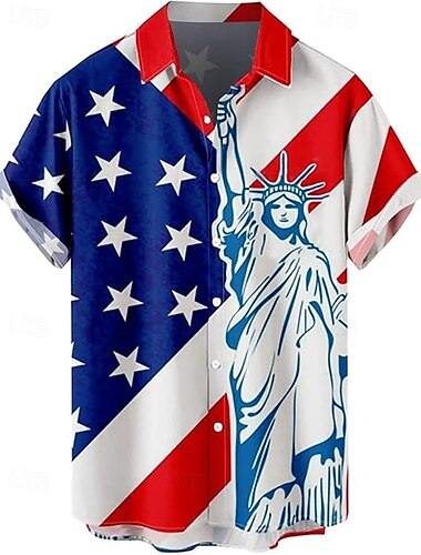  Independence Day 4 juli Amerikaanse Vlag Manga Hawaï-shirts Back To School Amerikaanse Vlag Grafisch Voor Voor heren Volwassenen Maskerade 4 juli 3D afdrukken Festival