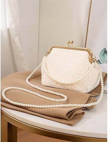  naisten helmikahvainen vintage clutch kukkaro – tyylikäs teksturoitu satiininen crossbody käsilaukku häihin, iltajuhliin ja muodollisiin tapahtumiin