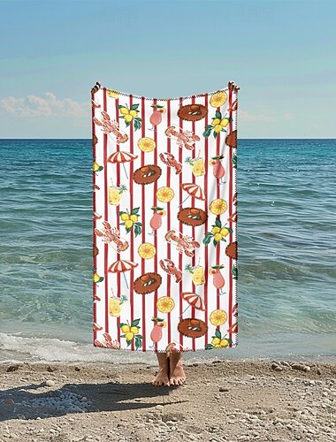  bedrucktes Strandtuch, leichte, schnelltrocknende, sandfreie Stranddecke, ideal für Reisen, Pool und den Einsatz im Freien