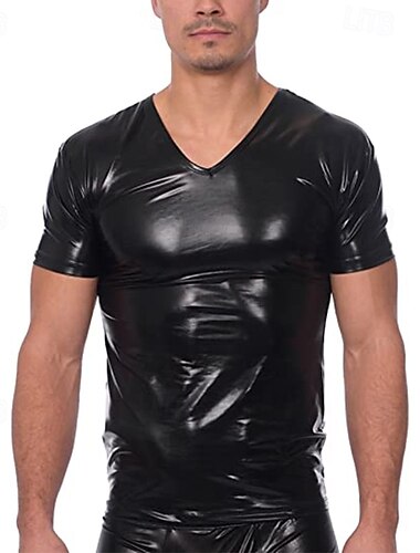  Retro vintage Jaren '80 T-Shirt Schijf Glanzend latex patent Metallic Voor heren Halloween Carnaval Prideparade Trots maand Volwassenen T-shirt Zomer