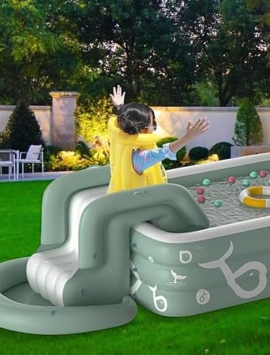  Aufblasbarer Swimmingpool, Familienpool, Kinderpools mit Sonnenschutz für drinnen, draußen, Garten, Hinterhof