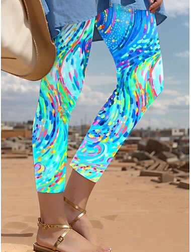  Kvinnors leggings byxor semester vintage mode hel längd hög midja blommig grafisk färgglad tryck termisk varm andningsbar mjuk elastisk semester avslappnad dagligen svart rosa blå sommar vår