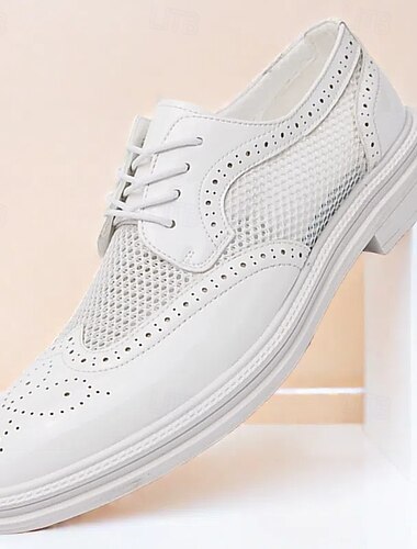  herenschoenen - witte geperforeerde oxfordschoenen voor bruiloften, dansfeesten en speciale evenementen