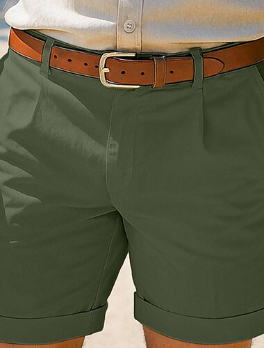  Herren Leinenshorts Schicke Shorts Sommershorts Strandshorts Plissee-Shorts Tasche Falten Gerader Schnitt Einfach Komfort Atmungsaktiv Knielang Outdoor Lässig Täglich Urlaub Mode Schwarz Weiß