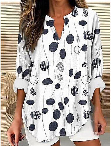  Damen Bluse Blumen Grafik Vintage Täglich Romantisch Langarm V Ausschnitt Normale Oberteile Täglich Ferien Strandbekleidung Druck Schwarz Blau Purpur Orange Hellgrau Sommer Frühling