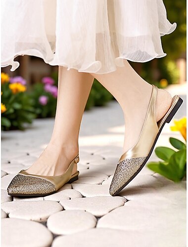  silberne Slingback-Flats für Damen mit glitzernder spitzer Spitze – schicke und bequeme Schuhe für romantische Verabredungen am Tag