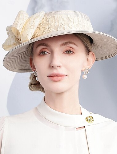  hatter fiber bowler / cloche hatt bøtte lue stråhatt bryllup teselskap elegant bryllup med bowknot hodeplagg hodeplagg