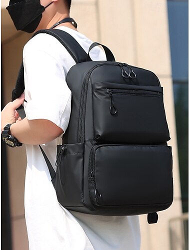  Sac à dos noir imperméable pour ordinateur portable pour homme – Sac à dos de voyage décontracté de grande capacité avec plusieurs poches pour l'école, le travail et l'extérieur, noir, bleu et gris