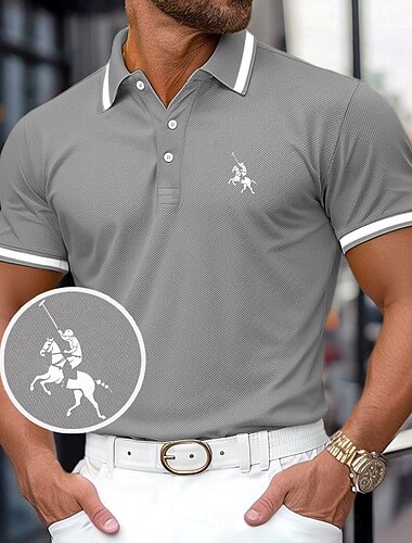  Herren Baumwoll-Poloshirt Golf Poloshirts Arbeit Geschäft Gerippter Polokragen Klassisch Kurze Ärmel Basic Modern Einfarbig Knöpfe Logo Frühling & Sommer Schmale Passform Dunkelrot Gelb Marineblau